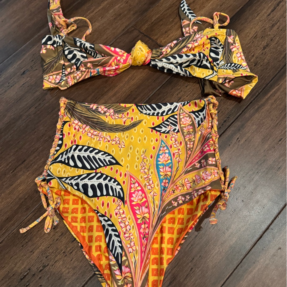 Vibrant Yellow and Pink Bikini Top